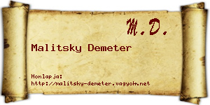 Malitsky Demeter névjegykártya